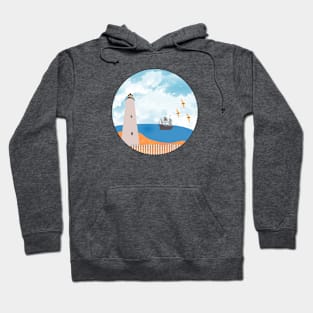 Ocracoke Island Lighthouse with Ship Hoodie